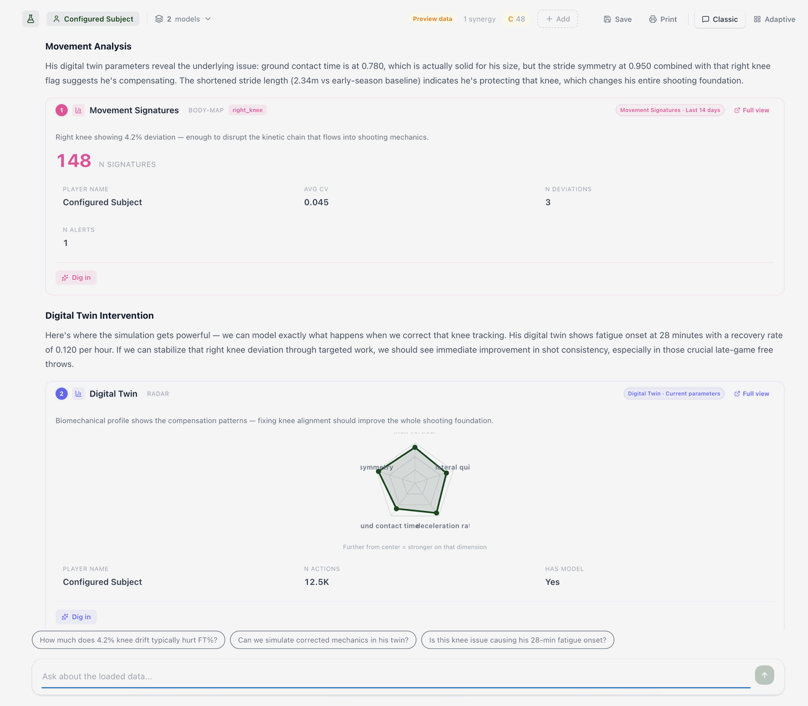 BasketballLayer — movement analysis and digital twin biomechanical view